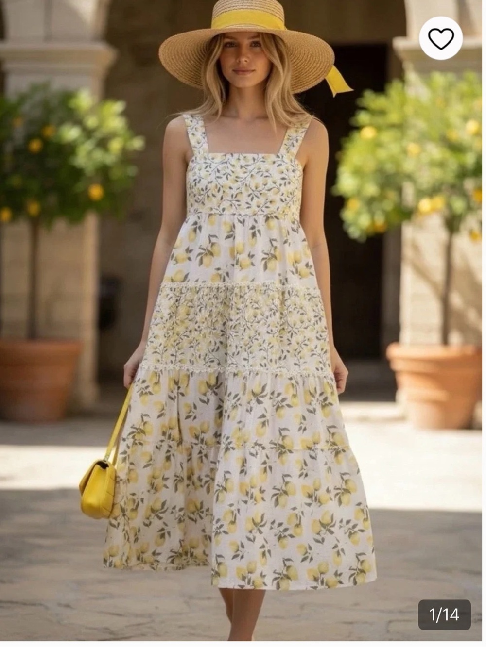 Haute Hippie White Midi Dress with Yellow Lemon Print